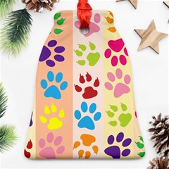 Colorful Animal Paw Prints Background Bell Ornament (two Sides) by Simbadda