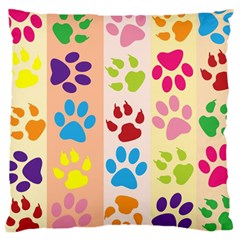 Colorful Animal Paw Prints Background Large Cushion Case (one Side) by Simbadda