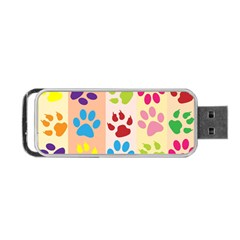 Colorful Animal Paw Prints Background Portable Usb Flash (one Side) by Simbadda