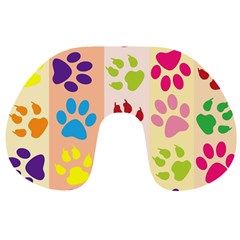 Colorful Animal Paw Prints Background Travel Neck Pillows by Simbadda