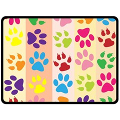 Colorful Animal Paw Prints Background Double Sided Fleece Blanket (large)  by Simbadda