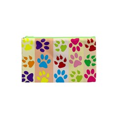 Colorful Animal Paw Prints Background Cosmetic Bag (xs) by Simbadda