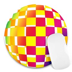 Squares Colored Background Round Mousepads