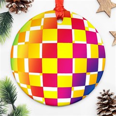 Squares Colored Background Ornament (Round)