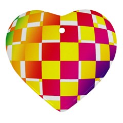 Squares Colored Background Ornament (heart) by Simbadda