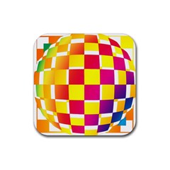 Squares Colored Background Rubber Coaster (Square) 