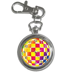 Squares Colored Background Key Chain Watches