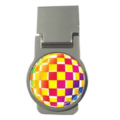 Squares Colored Background Money Clips (Round) 