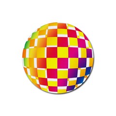 Squares Colored Background Rubber Coaster (round)  by Simbadda