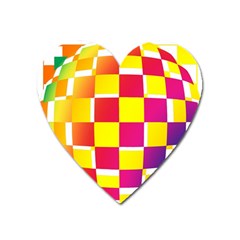 Squares Colored Background Heart Magnet