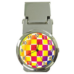 Squares Colored Background Money Clip Watches