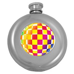 Squares Colored Background Round Hip Flask (5 Oz) by Simbadda