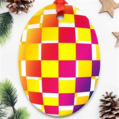 Squares Colored Background Oval Ornament (Two Sides)