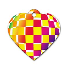 Squares Colored Background Dog Tag Heart (One Side)