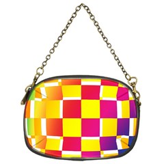 Squares Colored Background Chain Purses (One Side) 