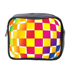 Squares Colored Background Mini Toiletries Bag 2-Side