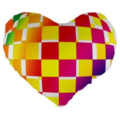 Squares Colored Background Large 19  Premium Heart Shape Cushions by Simbadda