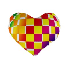 Squares Colored Background Standard 16  Premium Flano Heart Shape Cushions