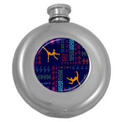 A Colorful Modern Illustration For Lovers Round Hip Flask (5 Oz) by Simbadda