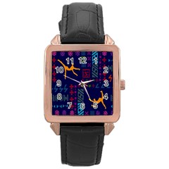 A Colorful Modern Illustration For Lovers Rose Gold Leather Watch  by Simbadda