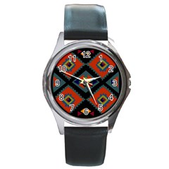 Abstract A Colorful Modern Illustration Round Metal Watch by Simbadda