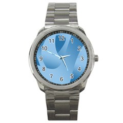 Abstract Blue Background Swirls Sport Metal Watch by Simbadda