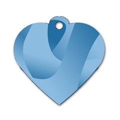 Abstract Blue Background Swirls Dog Tag Heart (one Side) by Simbadda