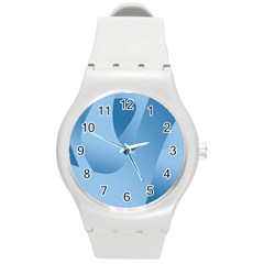 Abstract Blue Background Swirls Round Plastic Sport Watch (m) by Simbadda