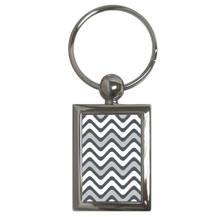 Shades Of Grey And White Wavy Lines Background Wallpaper Key Chains (Rectangle) 