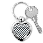 Shades Of Grey And White Wavy Lines Background Wallpaper Key Chains (Heart)  Front