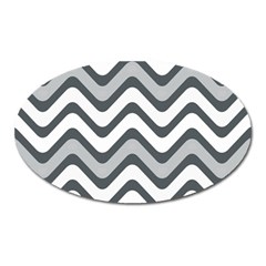 Shades Of Grey And White Wavy Lines Background Wallpaper Oval Magnet by Simbadda