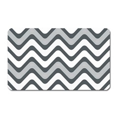 Shades Of Grey And White Wavy Lines Background Wallpaper Magnet (rectangular) by Simbadda