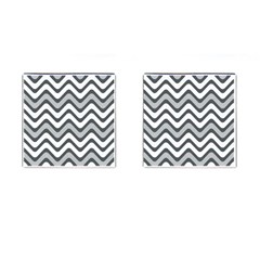 Shades Of Grey And White Wavy Lines Background Wallpaper Cufflinks (Square)