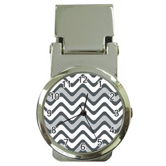 Shades Of Grey And White Wavy Lines Background Wallpaper Money Clip Watches