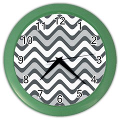 Shades Of Grey And White Wavy Lines Background Wallpaper Color Wall Clocks by Simbadda