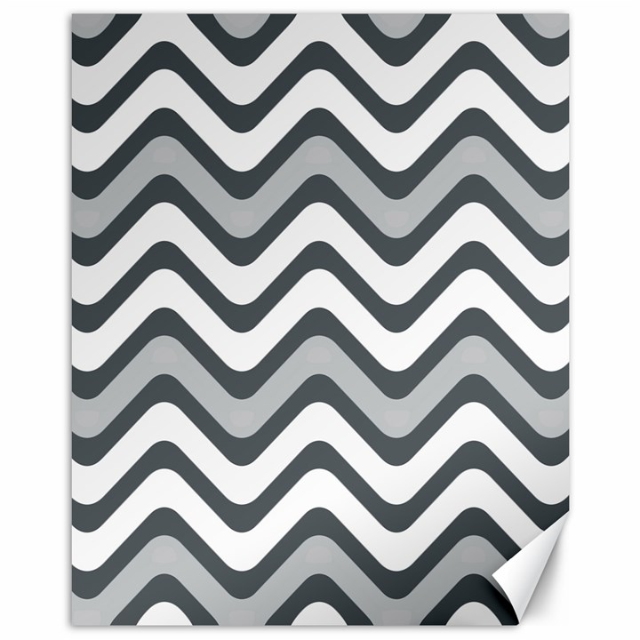 Shades Of Grey And White Wavy Lines Background Wallpaper Canvas 11  x 14  