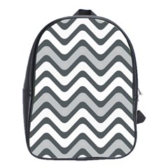 Shades Of Grey And White Wavy Lines Background Wallpaper School Bags(large)  by Simbadda