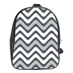 Shades Of Grey And White Wavy Lines Background Wallpaper School Bags(Large)  Front