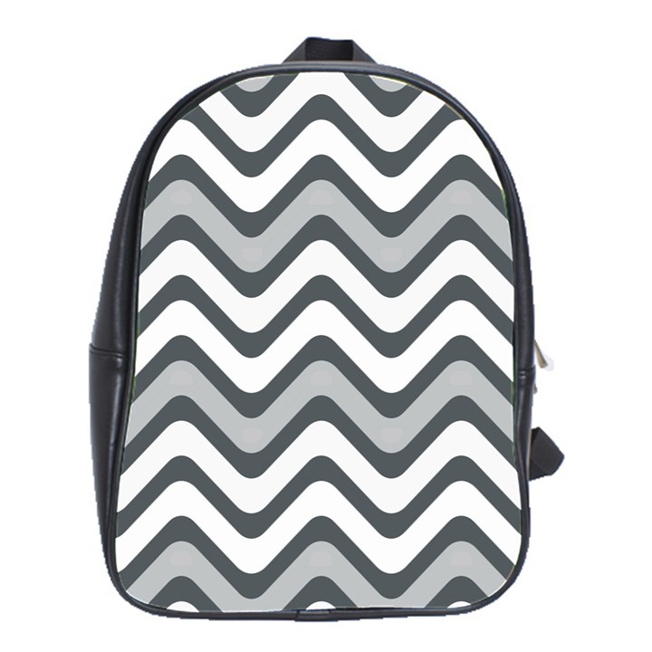 Shades Of Grey And White Wavy Lines Background Wallpaper School Bags(Large) 