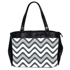 Shades Of Grey And White Wavy Lines Background Wallpaper Office Handbags (2 Sides)  by Simbadda