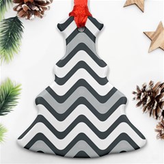 Shades Of Grey And White Wavy Lines Background Wallpaper Christmas Tree Ornament (Two Sides)