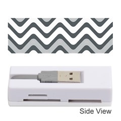 Shades Of Grey And White Wavy Lines Background Wallpaper Memory Card Reader (stick)  by Simbadda