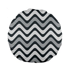 Shades Of Grey And White Wavy Lines Background Wallpaper Standard 15  Premium Round Cushions