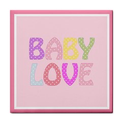 Pink Baby Love Text In Colorful Polka Dots Tile Coasters