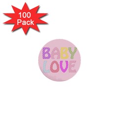 Pink Baby Love Text In Colorful Polka Dots 1  Mini Buttons (100 Pack)  by Simbadda