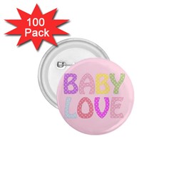 Pink Baby Love Text In Colorful Polka Dots 1 75  Buttons (100 Pack)  by Simbadda