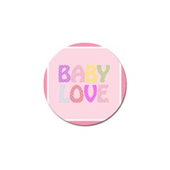 Pink Baby Love Text In Colorful Polka Dots Golf Ball Marker by Simbadda