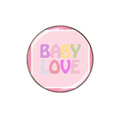 Pink Baby Love Text In Colorful Polka Dots Hat Clip Ball Marker (10 Pack) by Simbadda