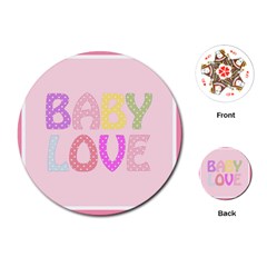 Pink Baby Love Text In Colorful Polka Dots Playing Cards (round)  by Simbadda