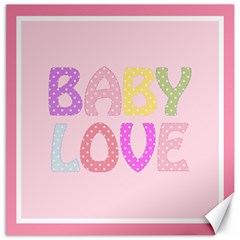 Pink Baby Love Text In Colorful Polka Dots Canvas 12  X 12   by Simbadda